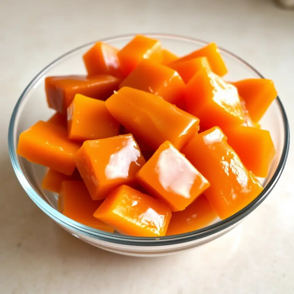 Candied yams in a bowl.