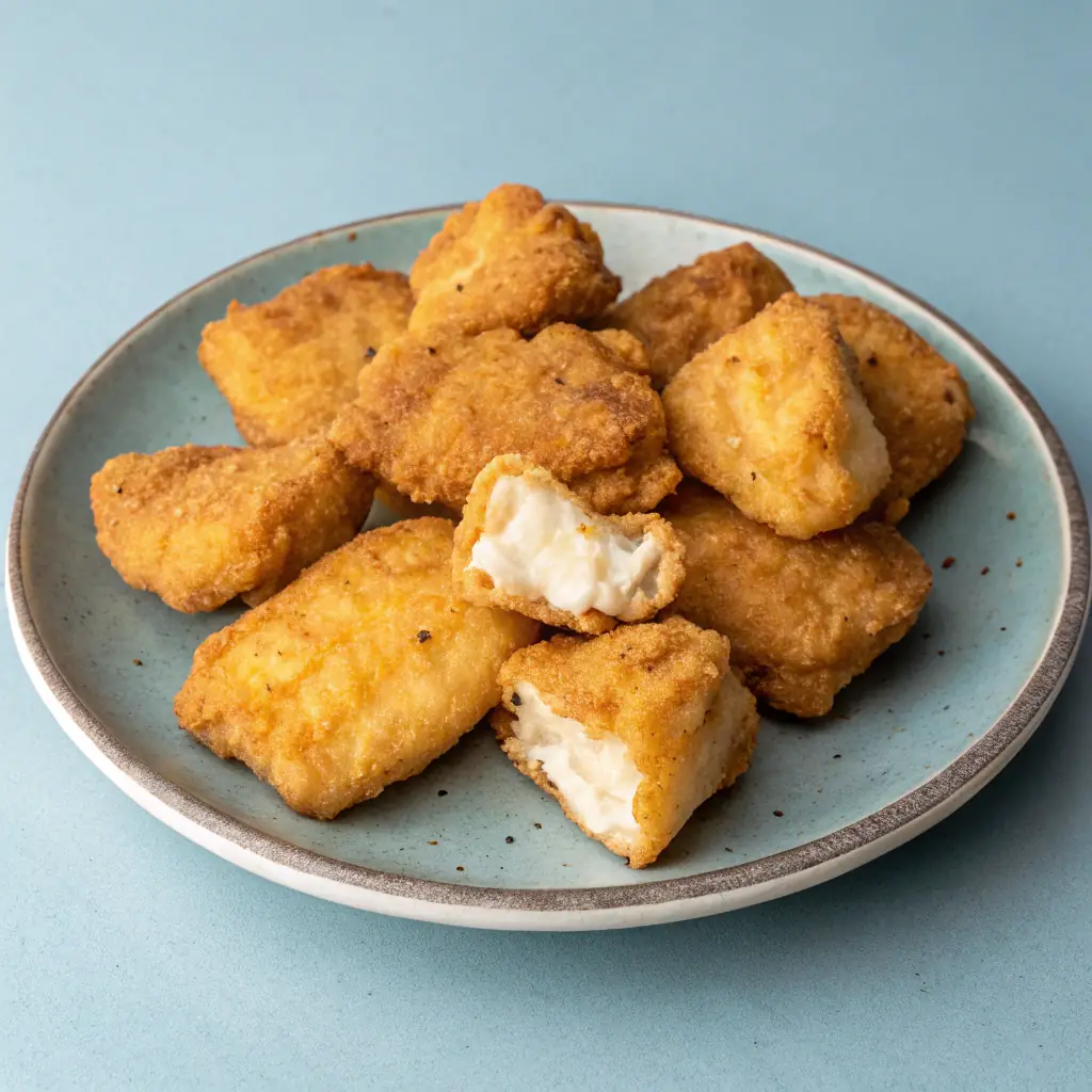 A plate of fried catfish with hushpuppies and coleslaw.