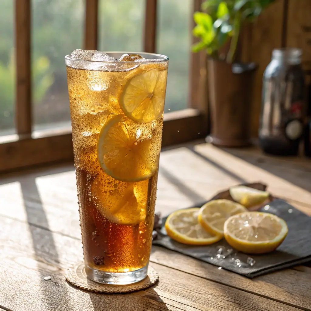 Sweet tea in a glass.